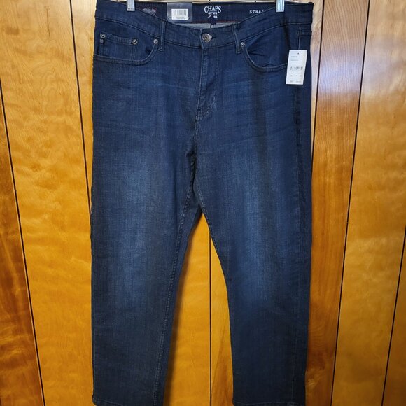 CHAPS Men's Jeans 38 X 30 Straight Fit Armour Wash Blue Brand New Fashion B4 - Picture 2 of 10